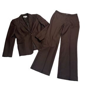 Calvin Klein Pantsuit Blazer Jacket and Pants Brown Classic Career Wear Office 8